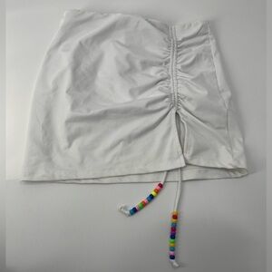 White fox boutique white mini beaded skirt size medium